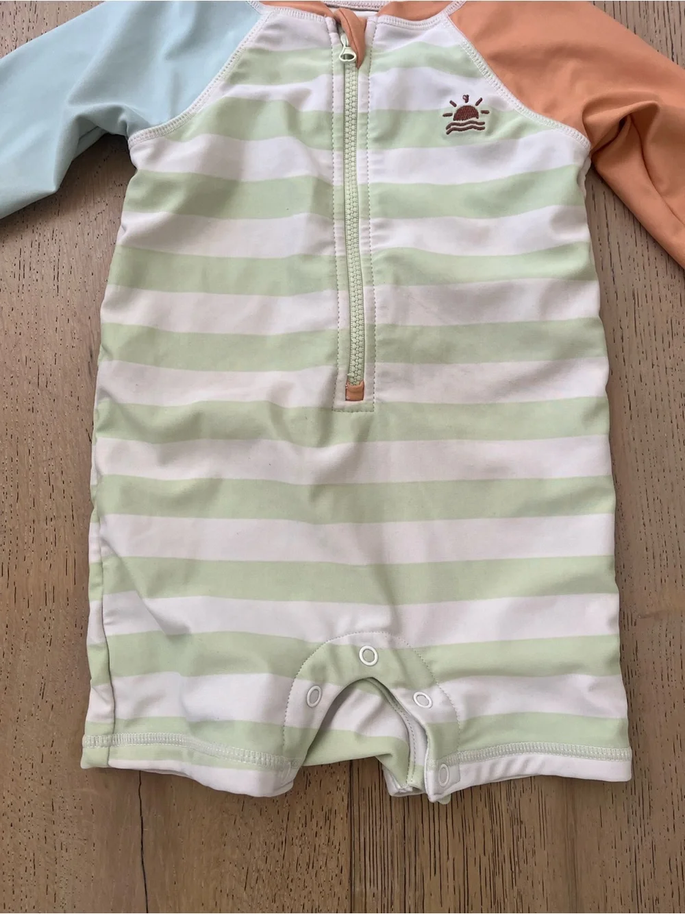 Little Co Infant Baby Boy Swim Long Sleeve Stripe Retro Rashguard 12 month UPF50